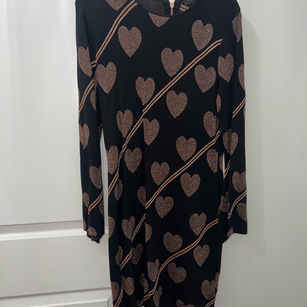 Ted Baker London Black Dress with Gold Heart Design